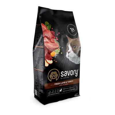 Сухий корм Savory Fresh Lamb & Turkey для кішок з чутливим травленням зі свіжим ягнятком та індичкою 2 кг