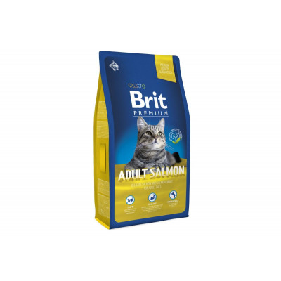 Сухий корм для дорослих котів Brit Premium (Брит Преміум) Cat Adult Salmon 8 кг з лососем