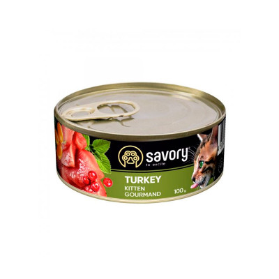 Вологий корм Savory для кошенят з індичкою, 100г
