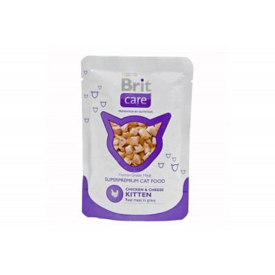 Вологий корм для кошенят Brit Care Cat pouch 24 шт * 80 г з куркою і сиром (пауч)