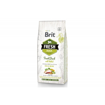 Сухий гіпоалергенний корм для собак з підвищеною активністю Brit Fresh (Брит Фреш) Duck & Millet Active Run & Work 12 кг зі свіжої качкою та пшоном