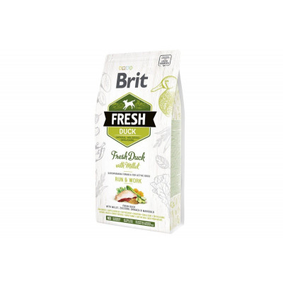 Сухий гіпоалергенний корм для собак з підвищеною активністю Brit Fresh (Брит Фреш) Duck & Millet Active Run & Work 2,5 кг зі свіжої качкою та пшоном