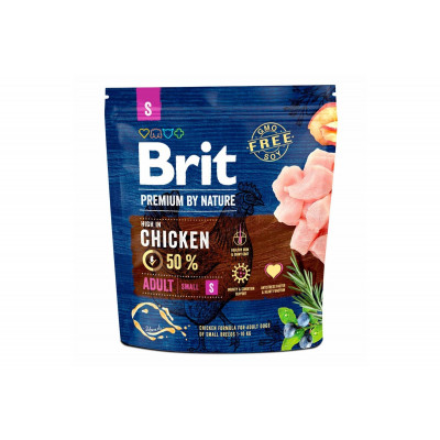 Сухий корм для собак дрібних порід вагою до 10 кг Brit Premium (Брит Преміум) Dog Adult S 1 кг з куркою