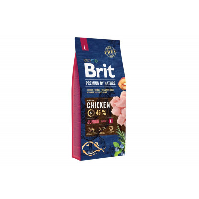Сухий корм для цуценят і юніорів великих порід Brit Premium (Брит Преміум) Dog Junior L 15 кг з куркою
