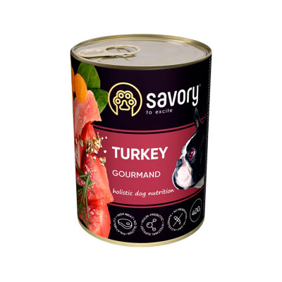 Вологий корм Savory для дорослих собак з індичкою 400 г