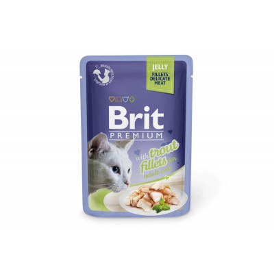 Вологий корм для котів Brit Premium (Брит Преміум) Cat pouch 24шт*85 г філе форелі в желе (пауч)
