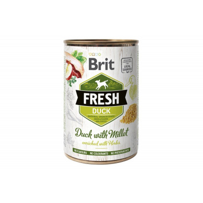 Вологий корм для собак Brit Fresh (Брит Фреш) Duck & Millet 6шт*400 г з качкою та пшоном (консерва)