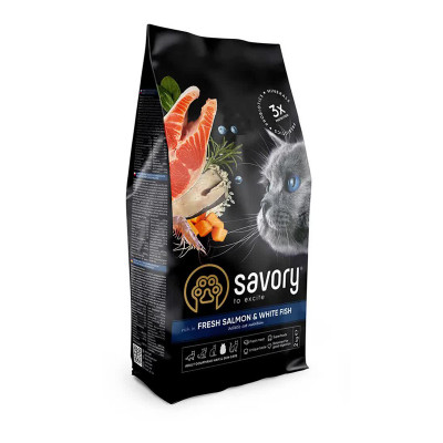 Сухий корм Savory Fresh Salmon & White Fish для довгошерстих котів зі свіжим лососем та білою рибою 2 кг
