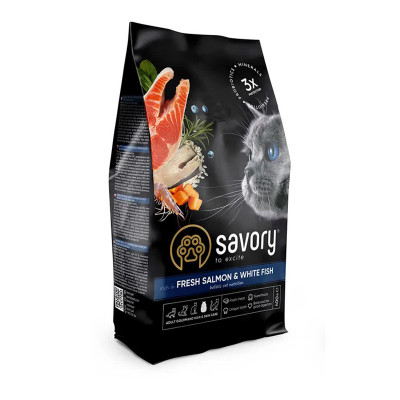 Сухий корм Savory Fresh Salmon & White Fish для довгошерстих котів зі свіжим лососем та білою рибою 400 г