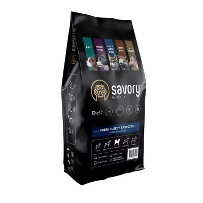 Сухий корм Savory Fresh Turkey & Сhicken Junior Large Breeds для цуценят великих порід м'ясом індички та курки 12 кг