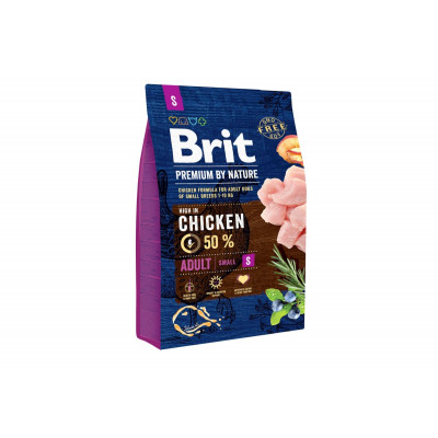 Сухий корм для собак дрібних порід вагою до 10 кг Brit Premium (Брит Преміум) Dog Adult S 3 кг з куркою