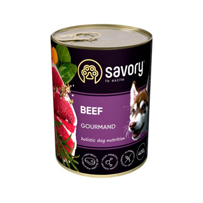 Вологий корм Savory для дорослих собак з яловичиною 400 г