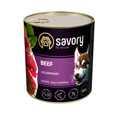 Вологий корм Savory для дорослих собак з яловичиною 800 г