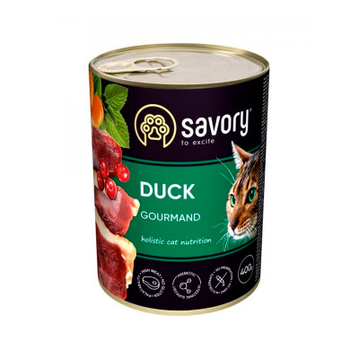 Вологий корм Savory для вибагливих котів з качкою, 400г