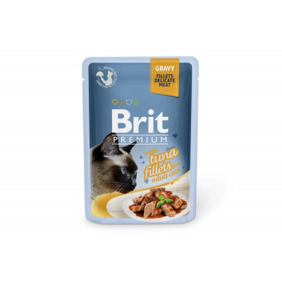 Вологий корм для котів Brit Premium (Брит Преміум) Cat pouch 24шт*85 г філе тунця в соусі (пауч)