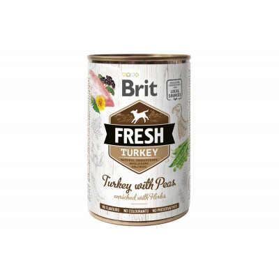 Вологий корм для собак Brit Fresh (Брит Фреш) Turkey & Peas 400 г з індичкою та горошком (консерва)