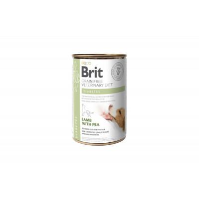 Вологий корм для собак Brit VetDiets Diabetes із захворюванням на цукровий діабет, 400 г (ягня та горошок)