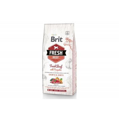 Сухий гіпоалергенний корм для цуценят великих порід Brit Fresh (Брит Фреш) Beef & Pumpkin Puppy Large 12 кг зі свіжою яловичиною та гарбузом