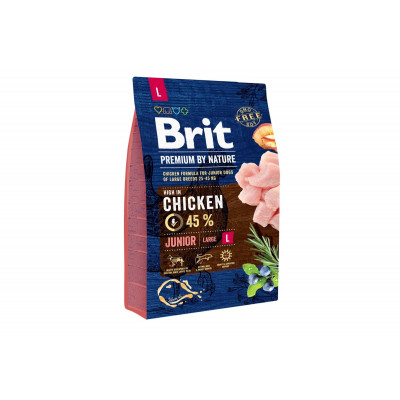 Сухий корм для цуценят і юніорів великих порід Brit Premium (Брит Преміум) Dog Junior L 3 кг з куркою