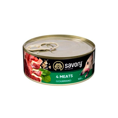 Вологий корм Savory для дорослих собак із чотирма видами м'яса 100 г