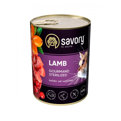 Вологий корм Savory для стерилізованих котів з ягнятком, 400г
