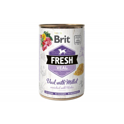 Вологий корм для собак Brit Fresh (Брит Фреш) Veal & Millet 6шт*400 г з телятиною та пшоном (консерва)