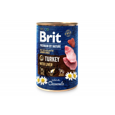 Вологий корм для собак Brit Premium (Брит Преміум) by Nature 6шт*400 г індичатина з индюшиной печінкою (консерва)