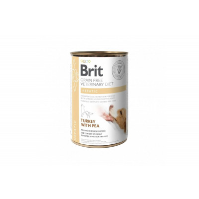 Вологий корм для собак Brit VetDiets Dog Hepatic із захворюванням печінки, 400 г (індичка та горошок)