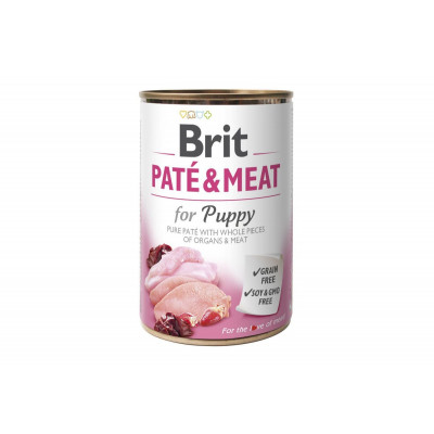 Вологий корм для цуценят Brit (Брит) Pate & Meat (Пате) Puppy 6 шт * 400 г з куркою і індійка (консерва)