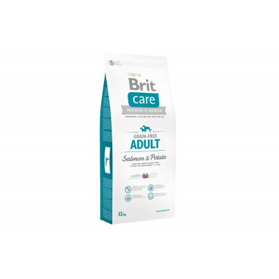 Сухий гіпоалергенний корм для собак вагою до 25 кг Brit Care (Брит Кеа) GF Adult Salmon & Potato 12 кг з лососем і картоплею