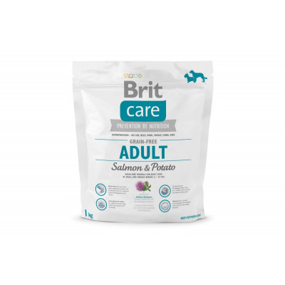 Сухий гіпоалергенний корм для собак вагою до 25 кг Brit Care (Брит Кеа) GF Adult Salmon & Potato 1 кг з лососем і картоплею