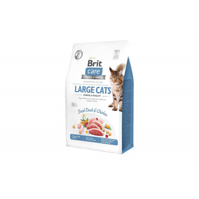 Сухий гіпоалергенний корм для великих порід котів Brit Care (Брит Кеа) Cat GF Large cats Power & Vitality 400 г з качкою і куркою