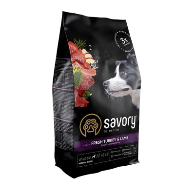 Сухий корм Savory Fresh Turkey & Lamb Adult Medium Breeds для собак середніх порід з індичкою та ягням 1 кг