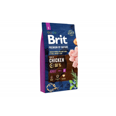 Сухий корм для собак дрібних порід вагою до 10 кг Brit Premium (Брит Преміум) Dog Adult S 8 кг з куркою