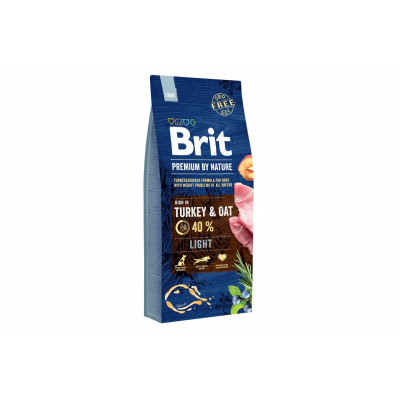 Сухий корм для собак з надмірною вагою Brit Premium (Брит Преміум) Dog Light 15 кг з індичкою