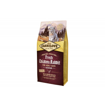 Сухий корм холістік для дорослих кішок Carnilove Fresh (Карнілав Фреш) Chicken & Rabbit for Adult cats 6 кг зі свіжим м'ясом курки і кролика