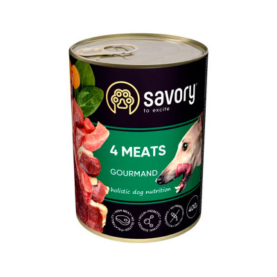 Вологий корм Savory для дорослих собак із чотирма видами м'яса 400 г