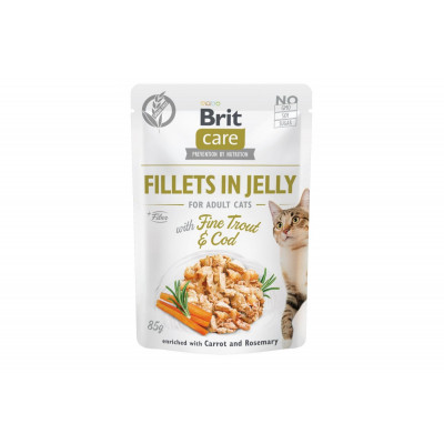 Вологий корм для котів Brit Care Cat pouch 12шт*85 г (тріска і форель в желе)