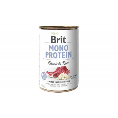 Вологий корм для собак Brit (Брит) Mono Protein (Моно Протенін) Dog 6 шт * 400 г з ягням і темним рисом (консерва)