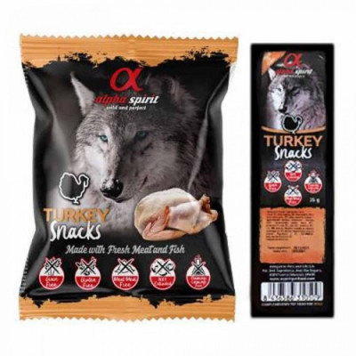 Кубики ALPHA SPIRIT DOG Snacks Turkey напіввологі ласощі з індички, 50г