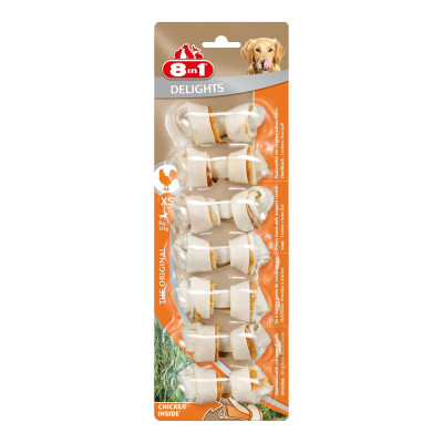 Ласощі для собак 8in1 Delights Кістка пресована 7 см, 84 г / 7 шт. (курка)