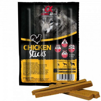 Палички ALPHA SPIRIT DOG Sticks Chicken - напіввологі ласощі з курятини, 300г (30 стіків)