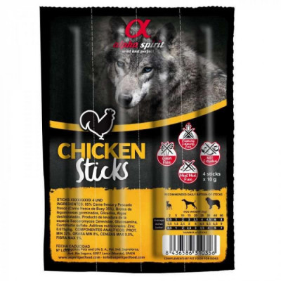 Палички ALPHA SPIRIT DOG Sticks Chicken - напіввологі ласощі з курятини, 40г (4 стіки)