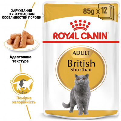 Вологий корм для дорослих котів ROYAL CANIN BRITISH SHORTHAIR ADULT 85 г * 12 шт блок