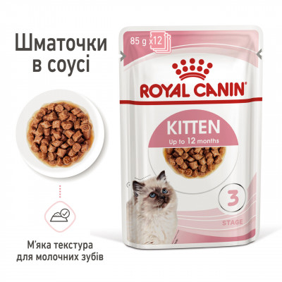 Вологий корм для кошенят ROYAL CANIN KITTEN IN GRAVY 85 г * 12 шт