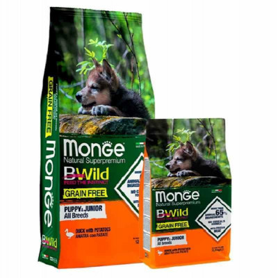 Monge dog BWild Grain free Puppy & Junior качка 2.5 кг