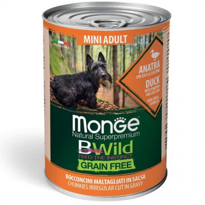 Monge dog wet BWild Mini Adult качка, гарбуз та цукіні  400 гр