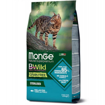 Monge cat BWild Grain free Sterilised тунець  1.5 кг