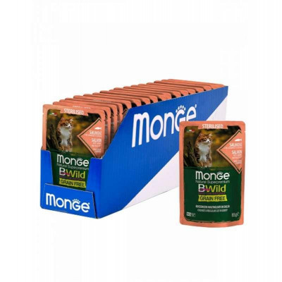 Monge cat BWild Grain free WET Sterilised лосось з креветками та овочами 85гр*28шт