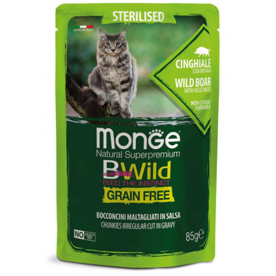 Monge cat BWild Grain free WET Sterilised м'ясо дикого кабана з овочами 85гр*28шт